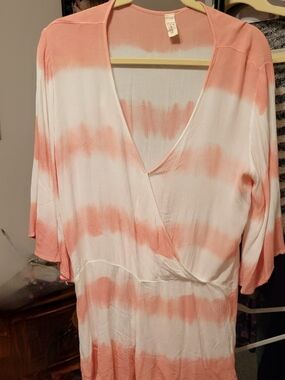 Elan Coral and White Tie-Dye Romper